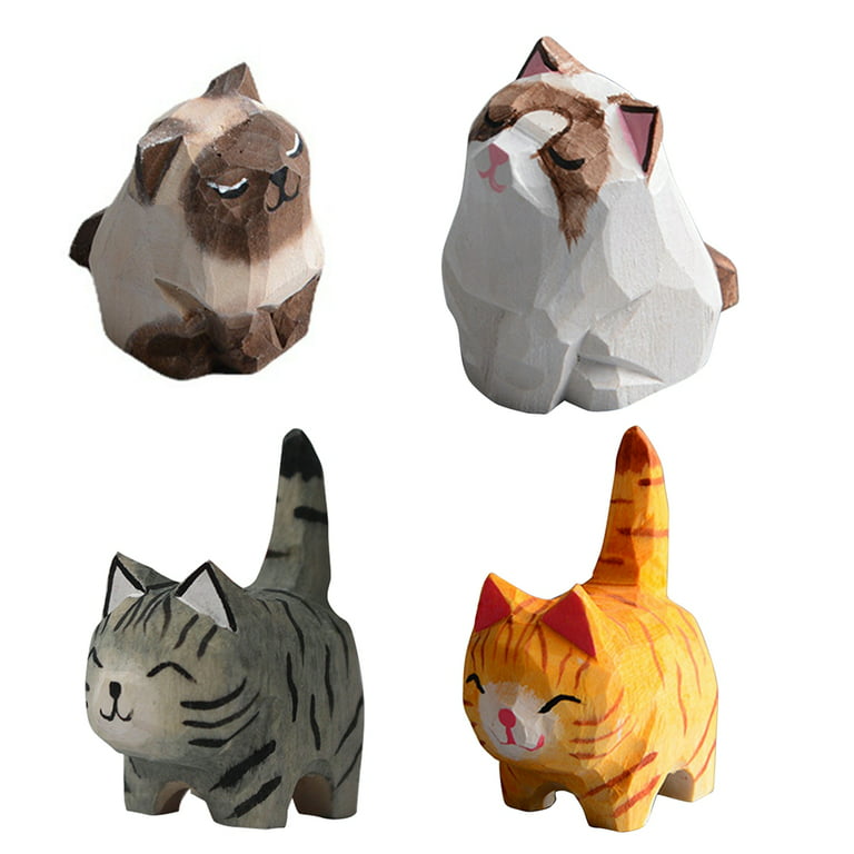 Baywell mini wooden cat figurine