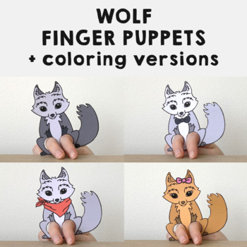 Wolf finger puppets printable woodland animal coloring paper craft activity
