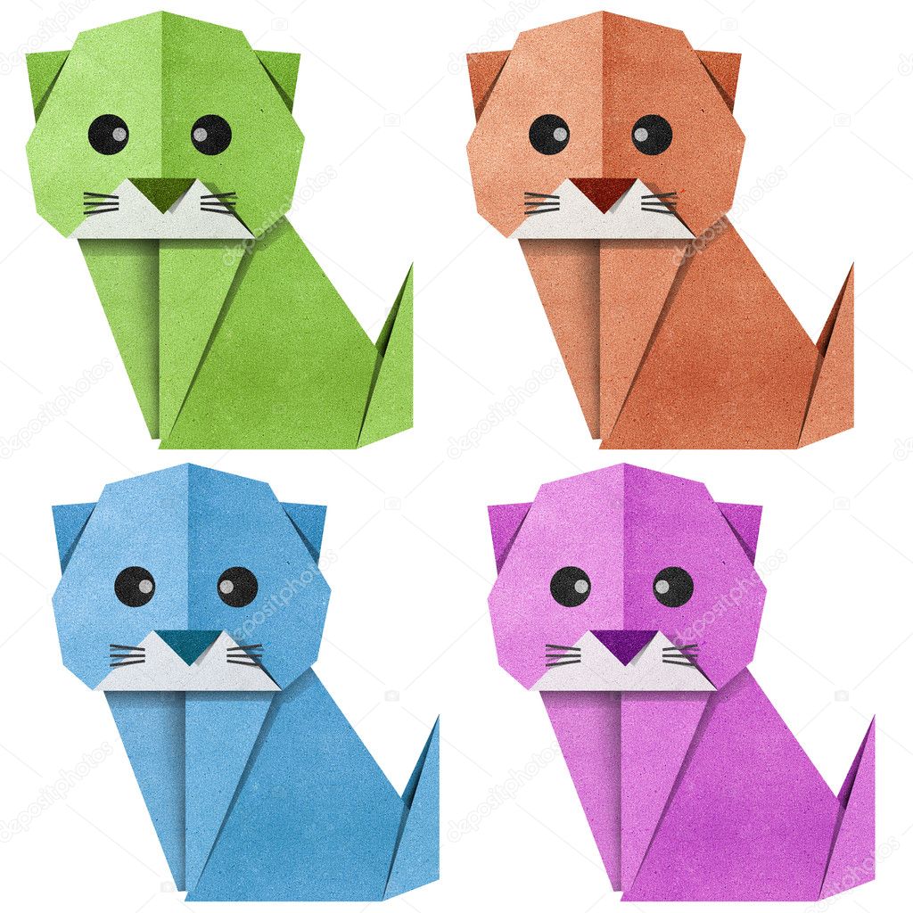 Origami cat recycled papercraft stock illustration by kanate