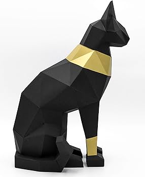 Oh glam home kit diy gato egipcio papercraft d escultura origami d puzzle d precortado blanco bronze home kitchen