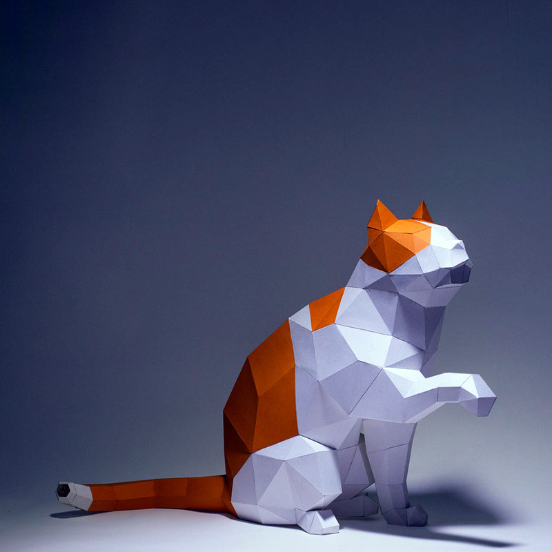 C cat anial paper odel hoe decor desk decoration corridor staircase ornaents papercraft d diy puzzles hand ade toys