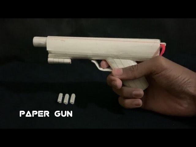 How to ake a paper gun notebook paper craft with coloring