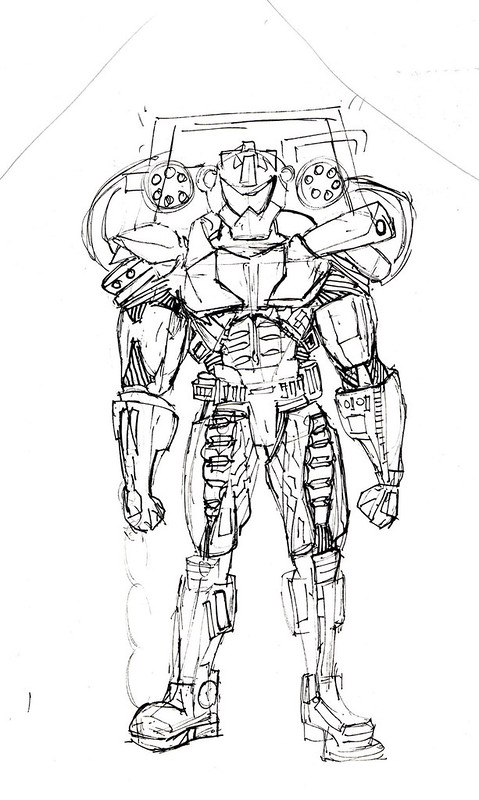 Nano soldier mini gun technical pen on paper min sketâ