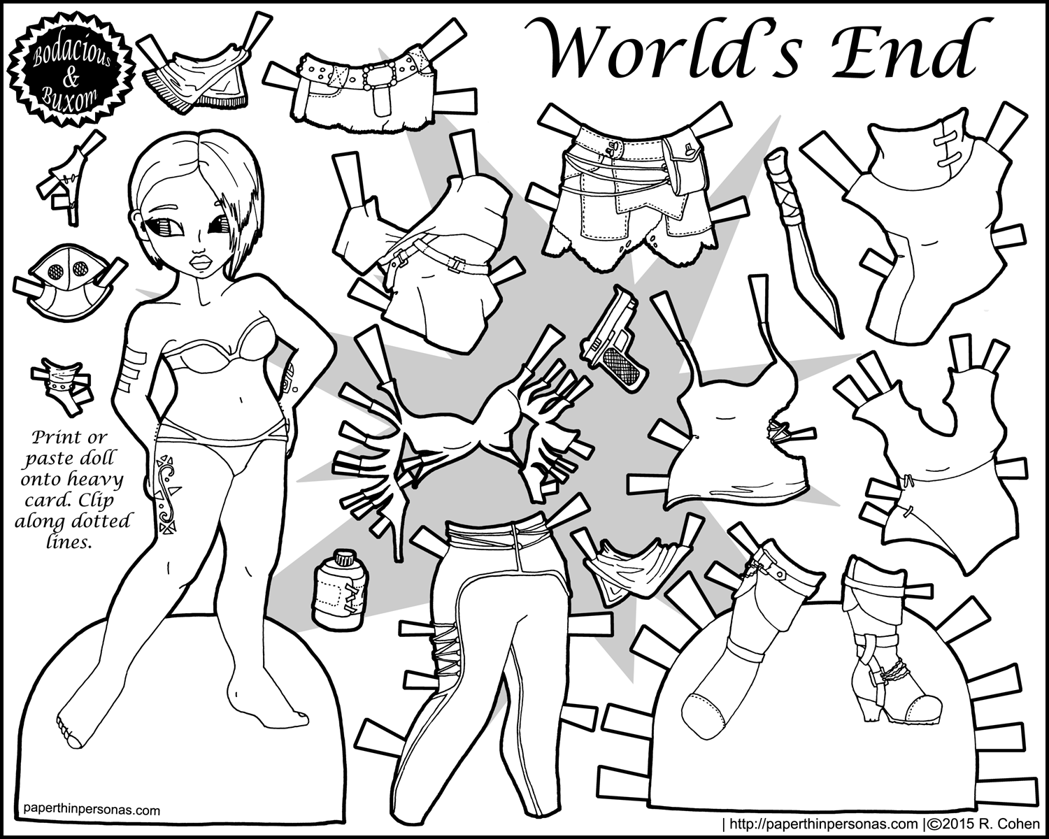 Worlds end a curvy printable paper doll