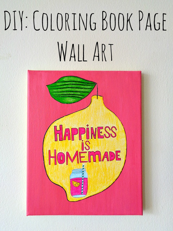 Diy coloring book page wall art
