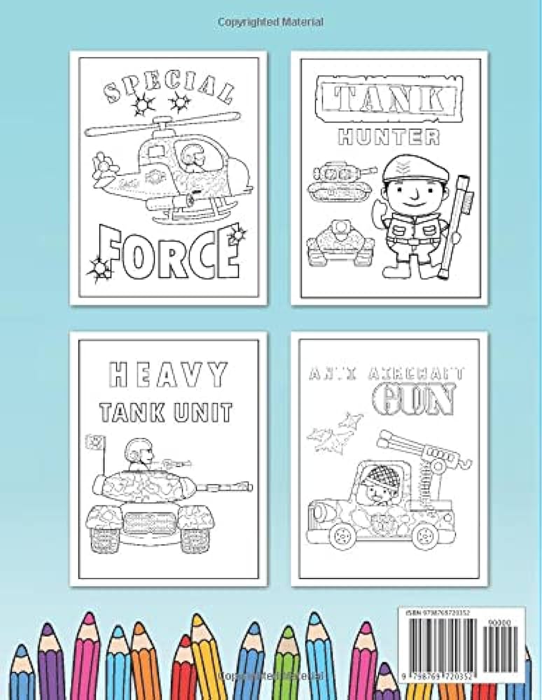 Military coloring book for boys ages