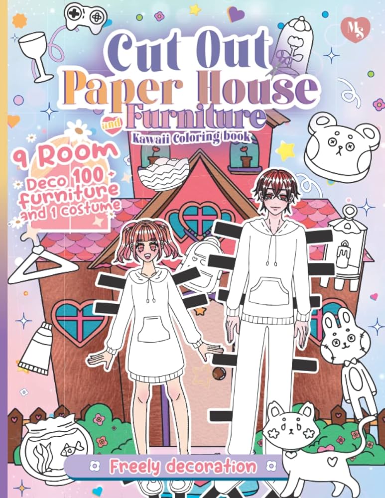Cut out paper house and furniture coloring book room and decoration furniture freely decoration house paper dolls activity craft and coloring book out paper house and furniture the series stories magical