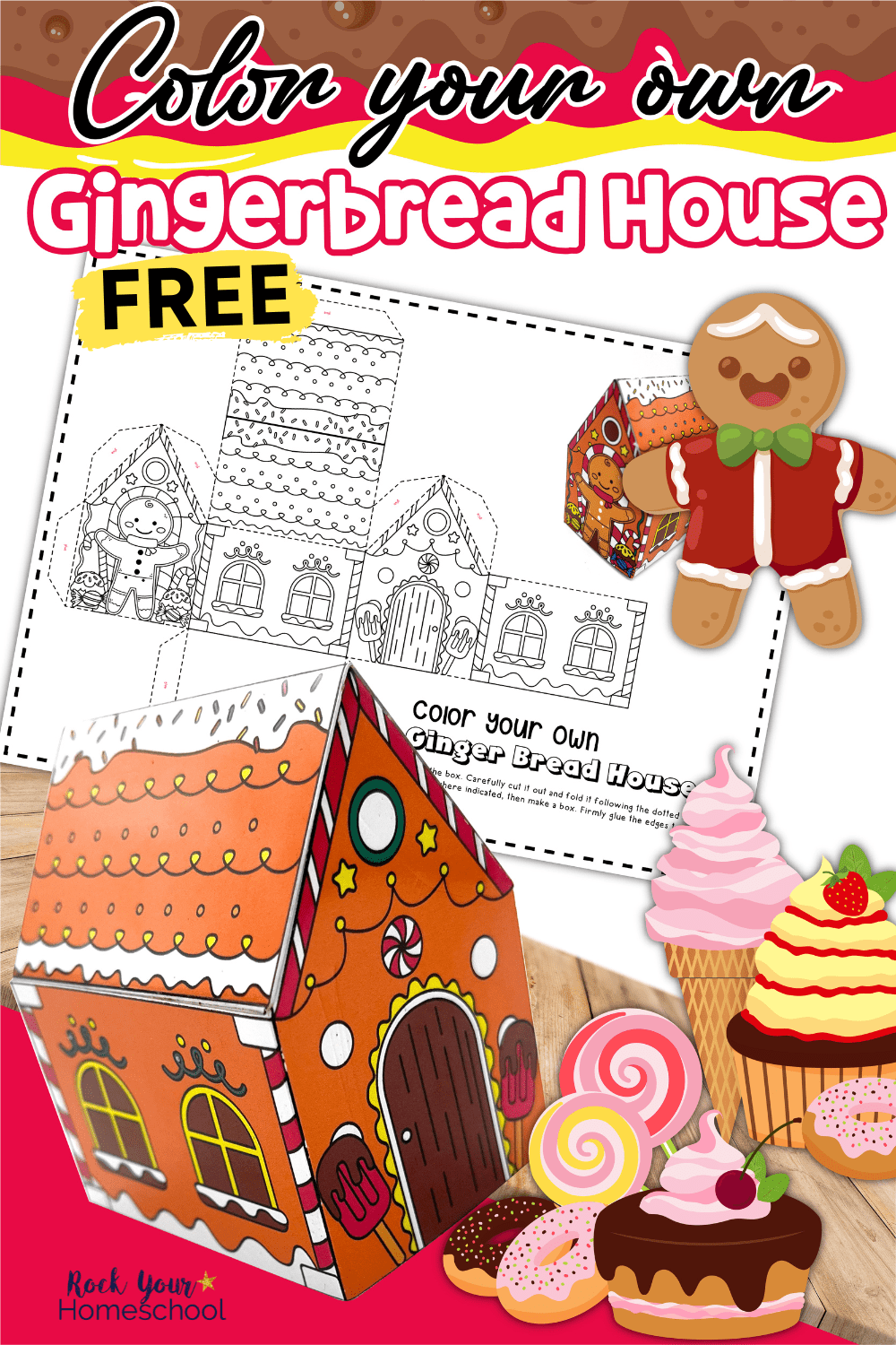 Gingerbread house coloring page for d diy holiday fun free
