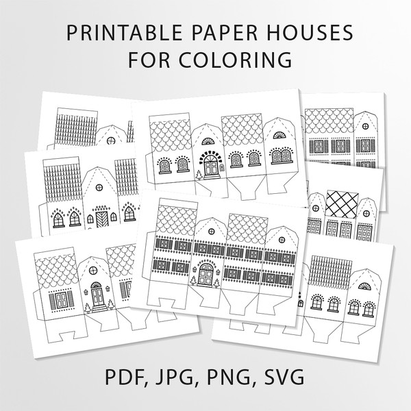 Printable houses for coloring in pdf jpg png svg formats