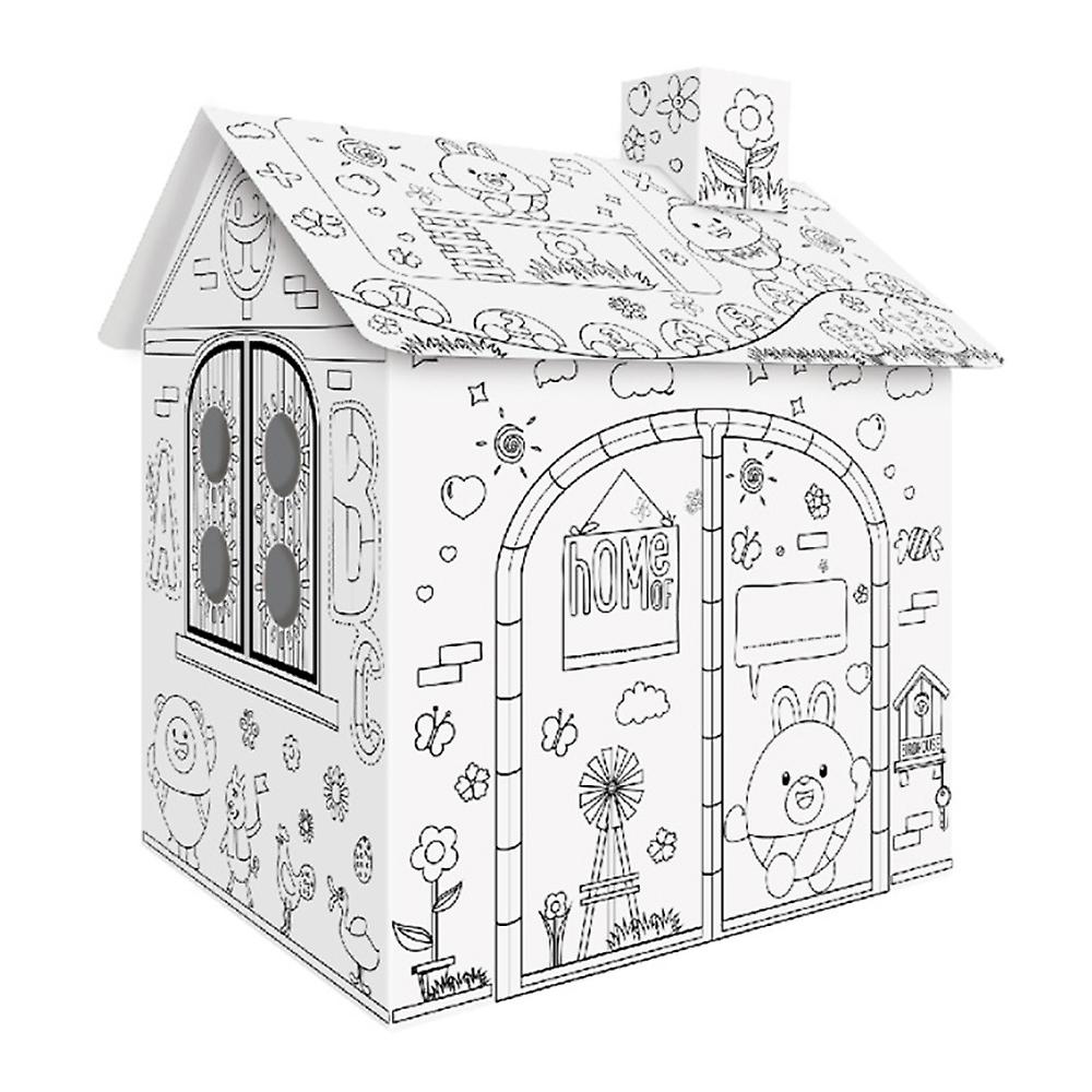 Diy paper house coloring and doodling pen set d puzzle building toy for kids xxcm