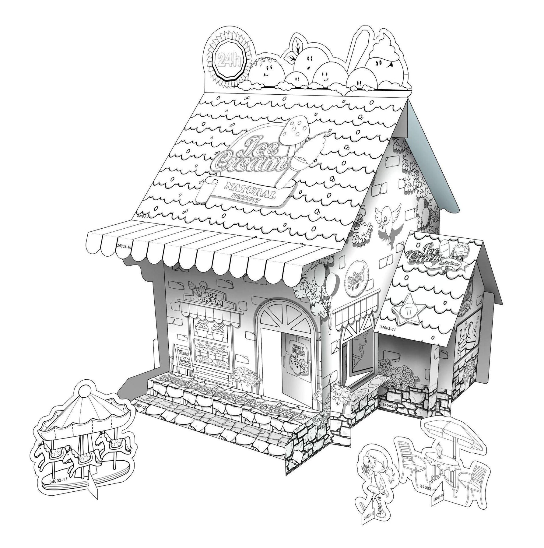 Educational paper toy mini diy creative coloring cardboard house