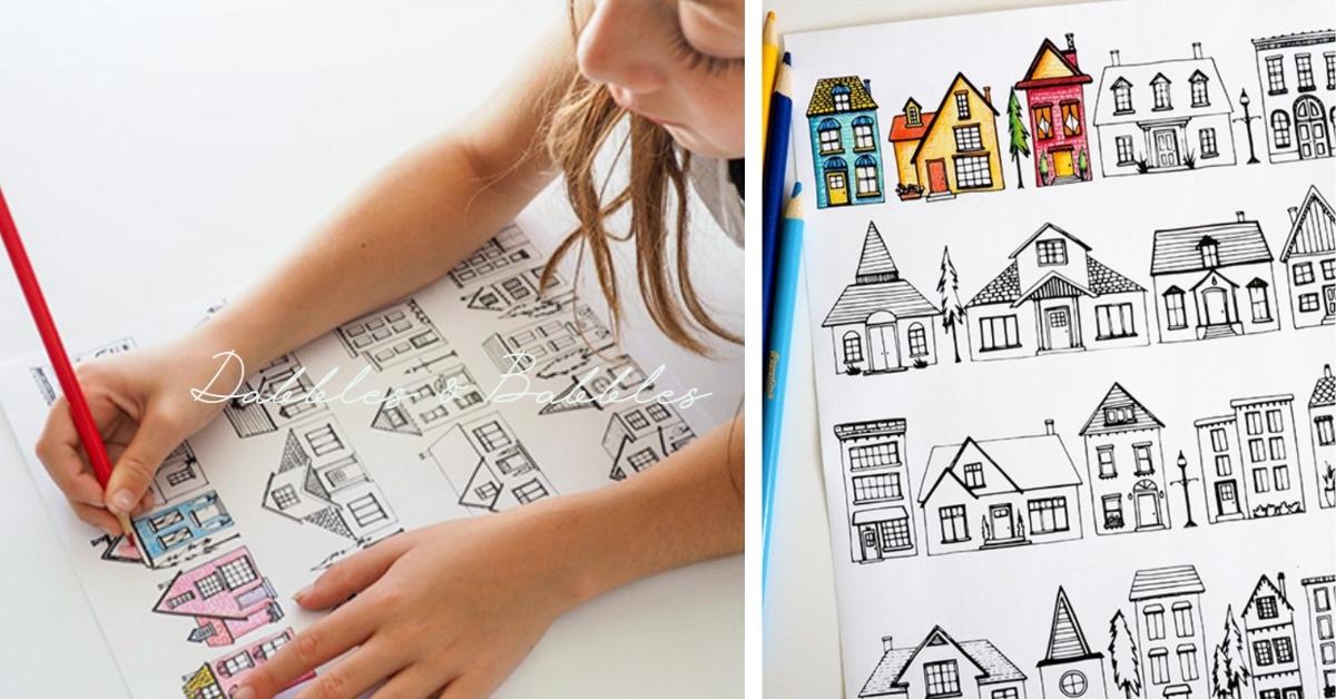 Houses coloring page