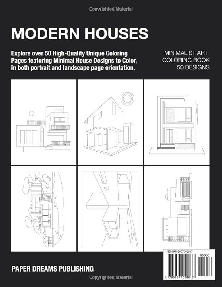 Minimalist art modern houses coloring book for adults minimal architecture large print designs to color minimalist art coloring books publishing paper dreams books