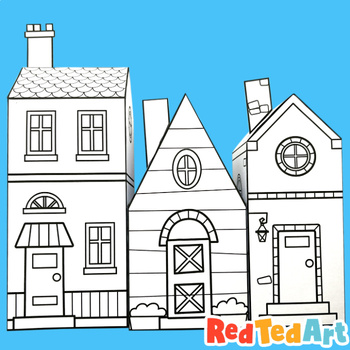 D printable paper houses coloring pages