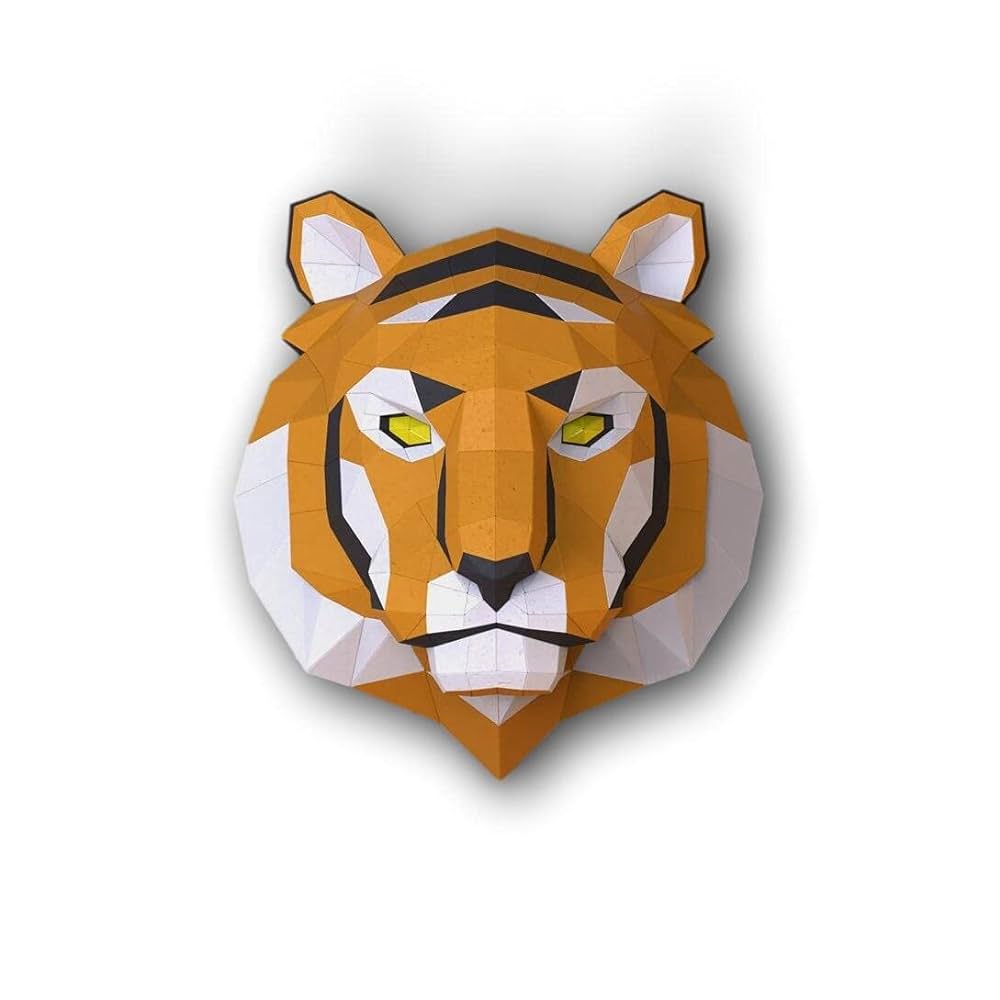Tiger head paper sculpturepre