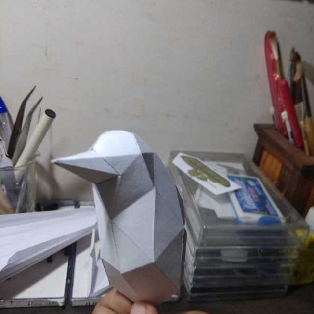 Low poly blue bird didnt get around to coloring it yet rpapercraft