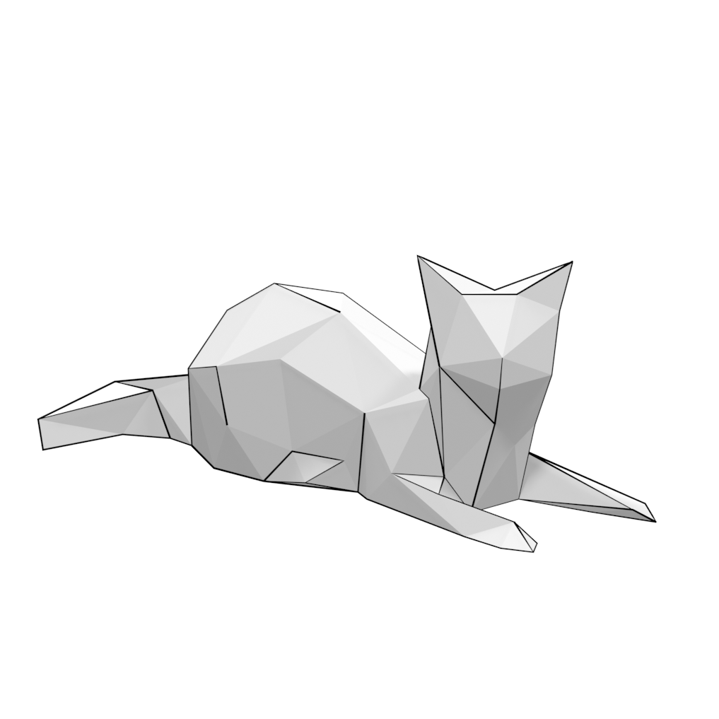 D papercraft model of low poly cat free printable papercraft templates