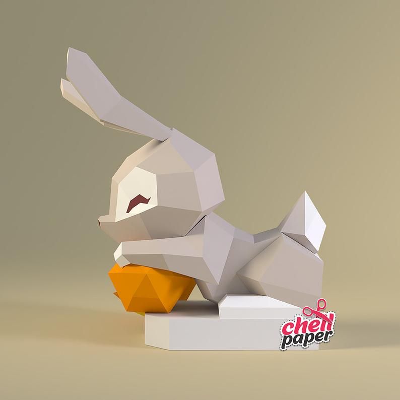 Easter bunny bunny papercraft low poly bunny low poly animal paper rabbit easter egg bunny