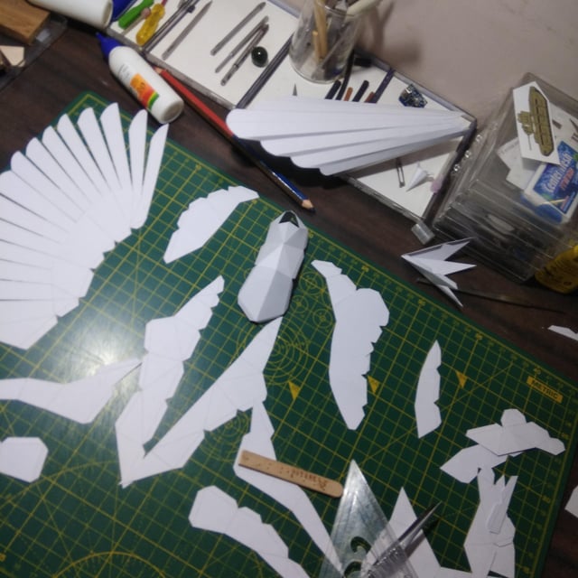 Low poly blue bird didnt get around to coloring it yet rpapercraft