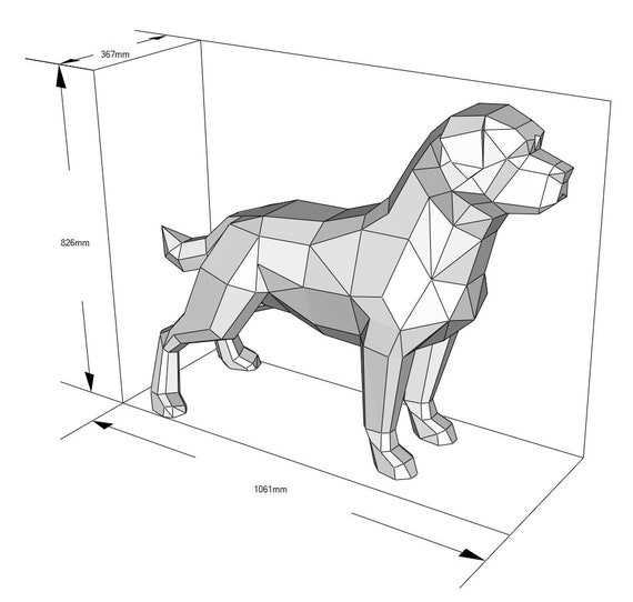 Rottweiler diy papercraft low poly d model digital pattern