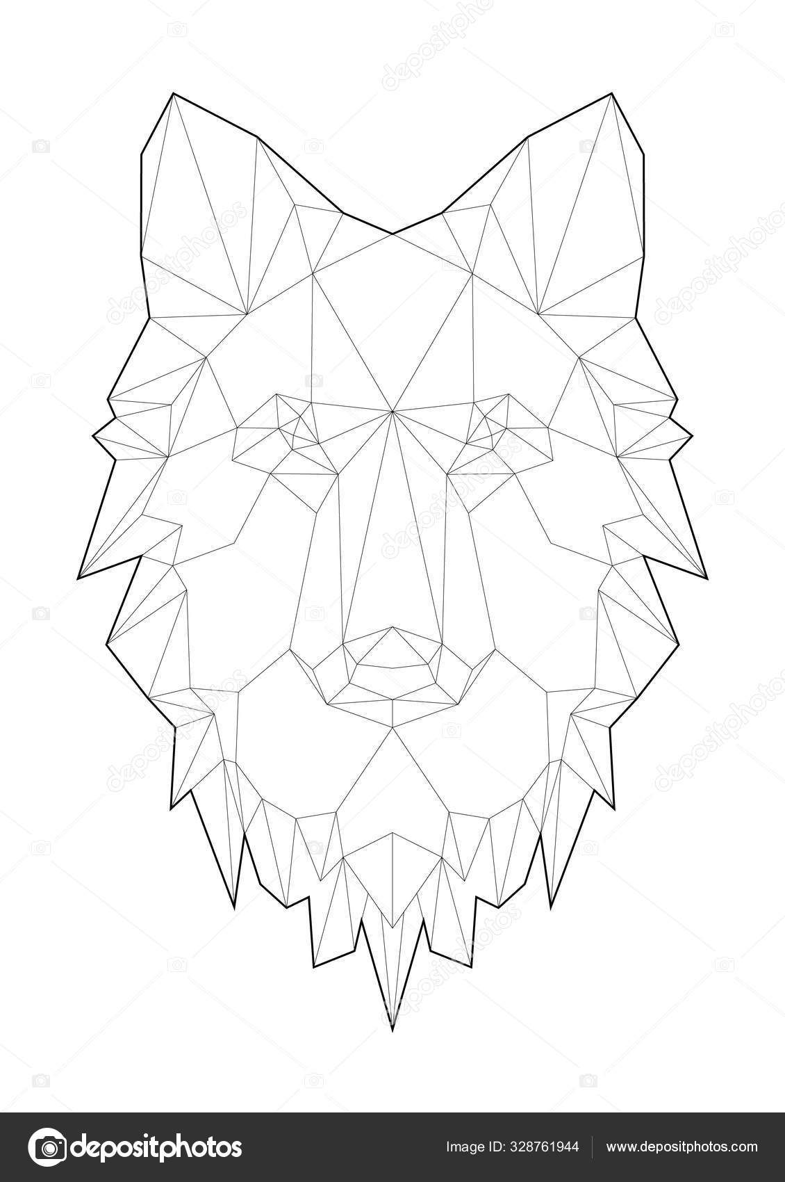 Low poly art of animals wolf portrait good for wall decoration printable images suitable for coloring pages stock vector by katrinfreesoulart