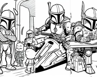 Printable mandalorian and grogu coloring pages for kids