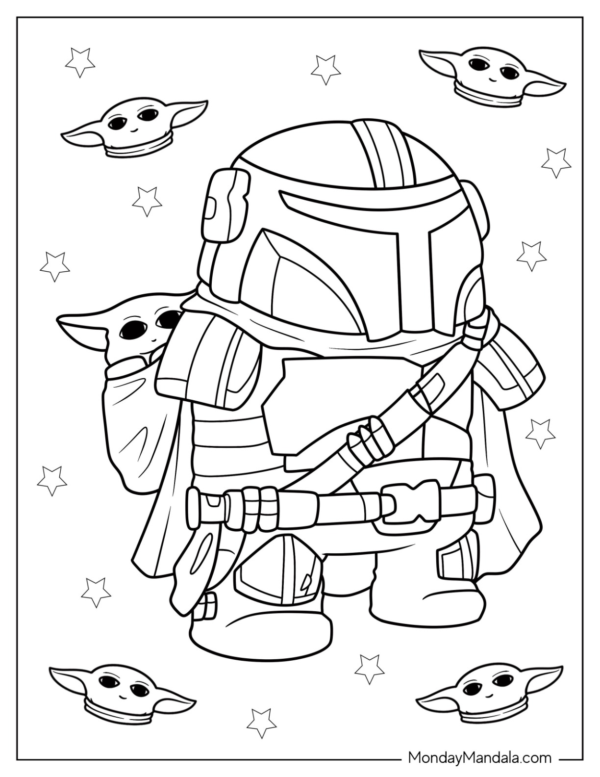 Mandalorian coloring pages free pdf printables