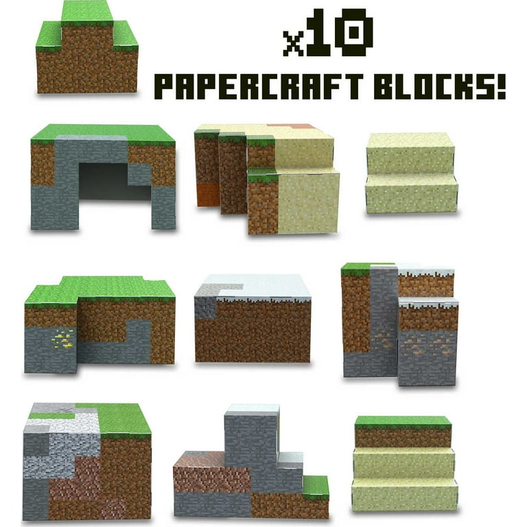Minecraft overworld playset with action figure papercraft blocks