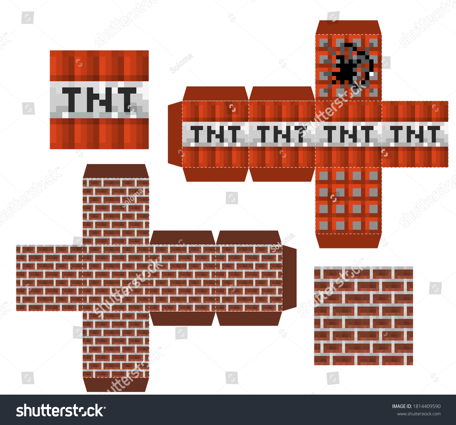 Papercraft mini dirt block papercraft stock vector royalty free