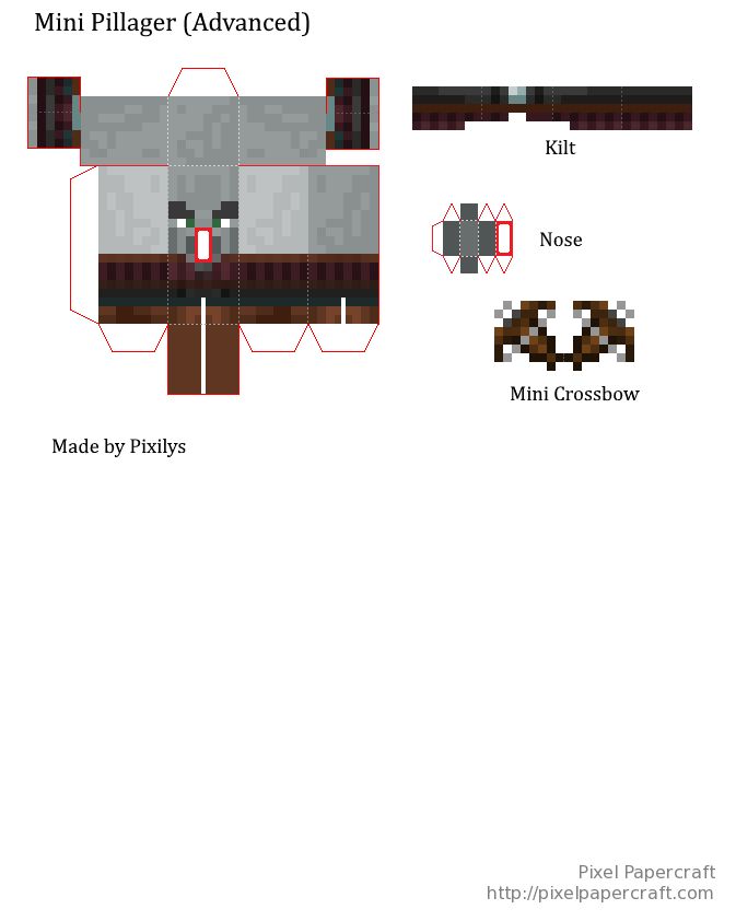 Mini saqueador de papercraft con ballesta minecraft crafts paper crafts pumpkin coloring pages