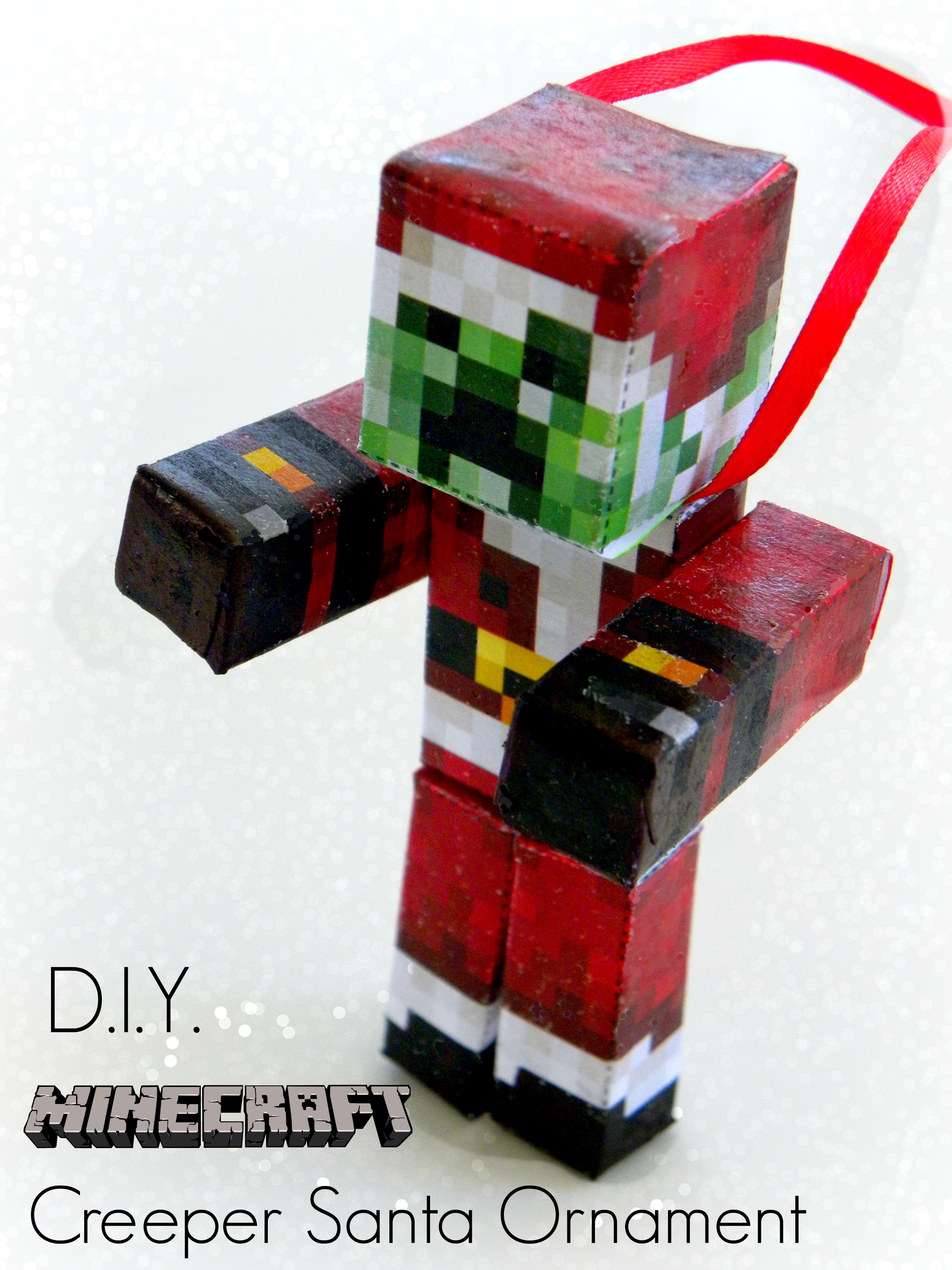 Diy minecraft creeper santa ornament