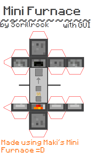 Papercraft mini furnace with gui in minecraft printables diy minecraft decorations minecraft crafts