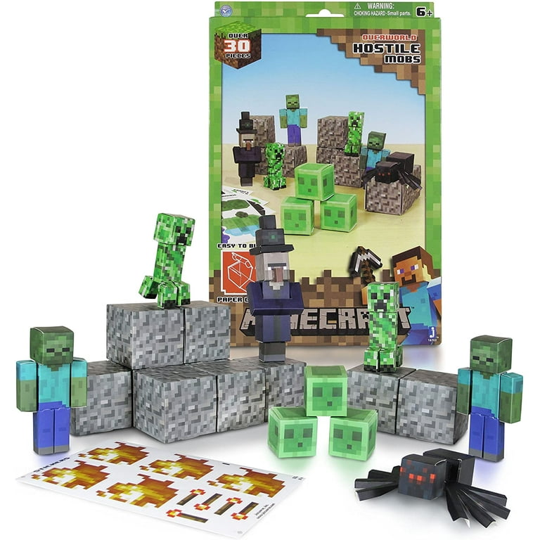 Minecraft papercraft hostile mobs set over piece