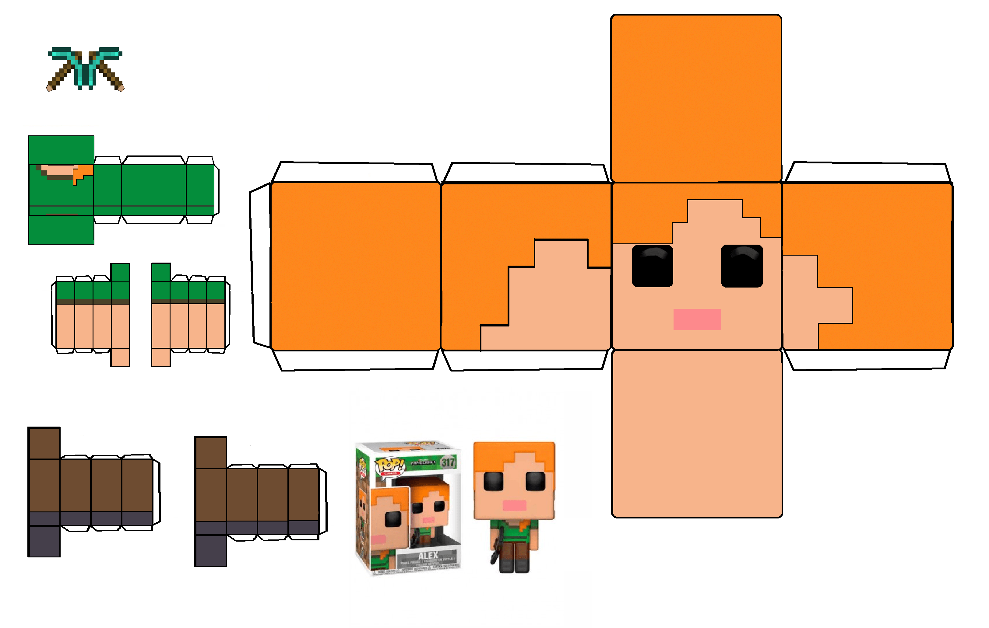 Minecraft alex funko pop papercraft free printable papercraft templates