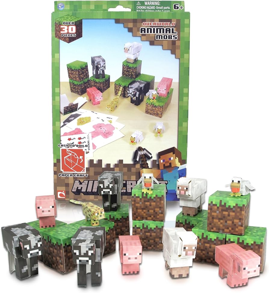 Minecraft papercraft animal mobs set over pieces toys games