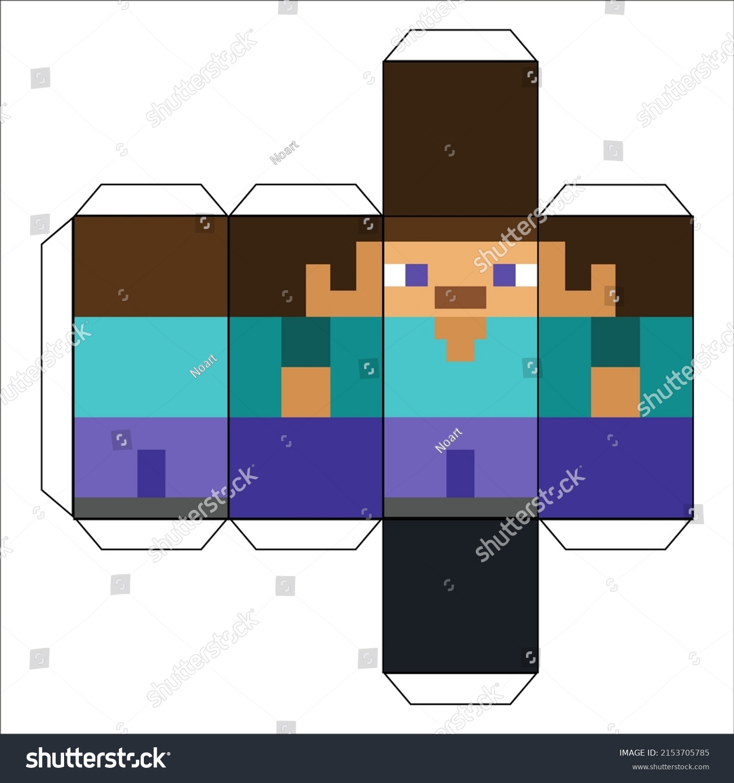 Paper pixel character papercraft classic stock vector royalty free