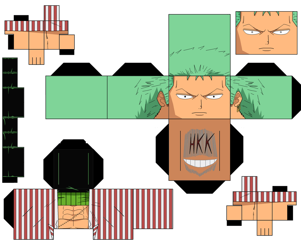 Roronoa zoro paper toy free printable papercraft templates
