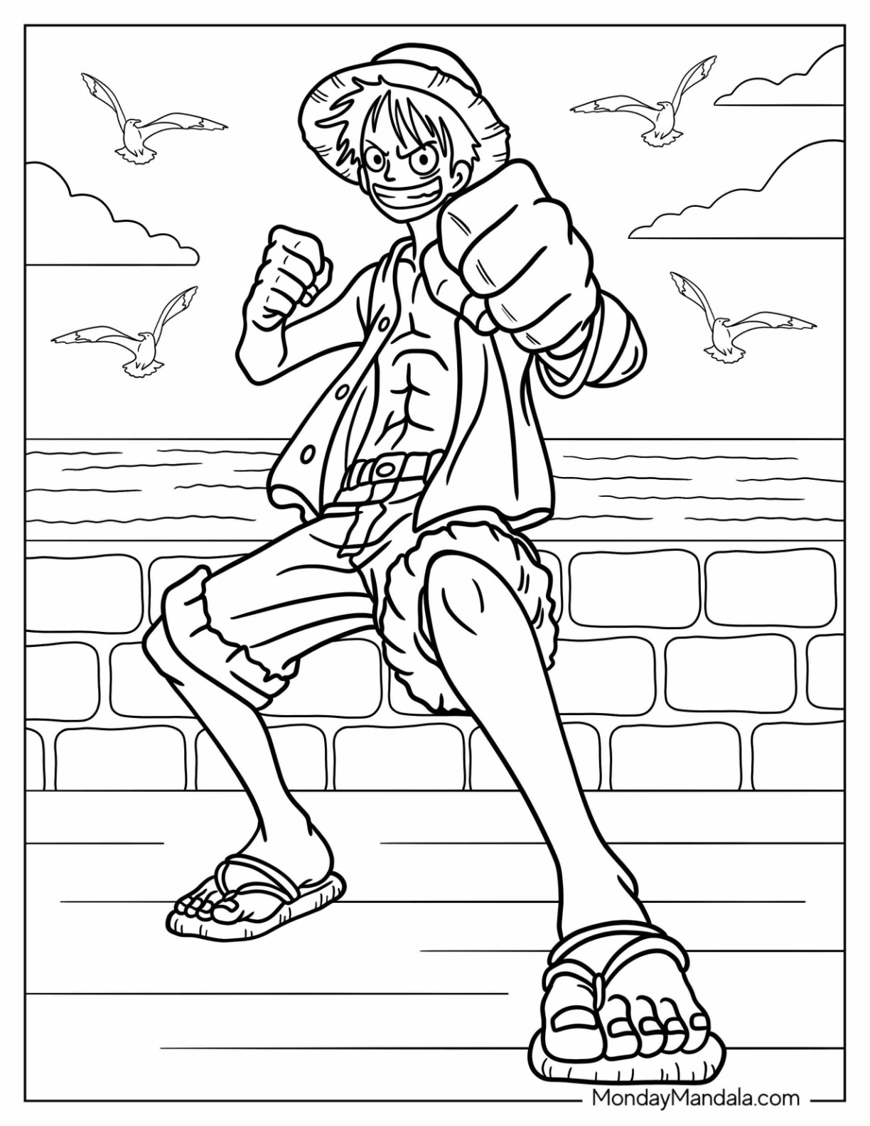 One piece coloring pages free pdf printables