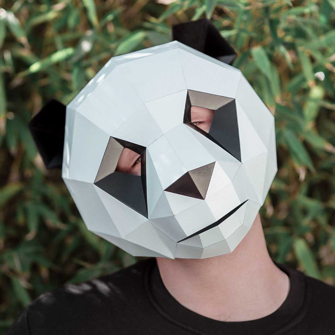 Panda mask printable template papercraft pdf pattern
