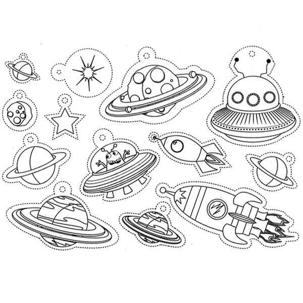 Planet saturn ufo rocket shrink plastic sheet ready to use shrinkabl miniaturesweet kawaii resin crafts decoden cabochons supplies jewelry making