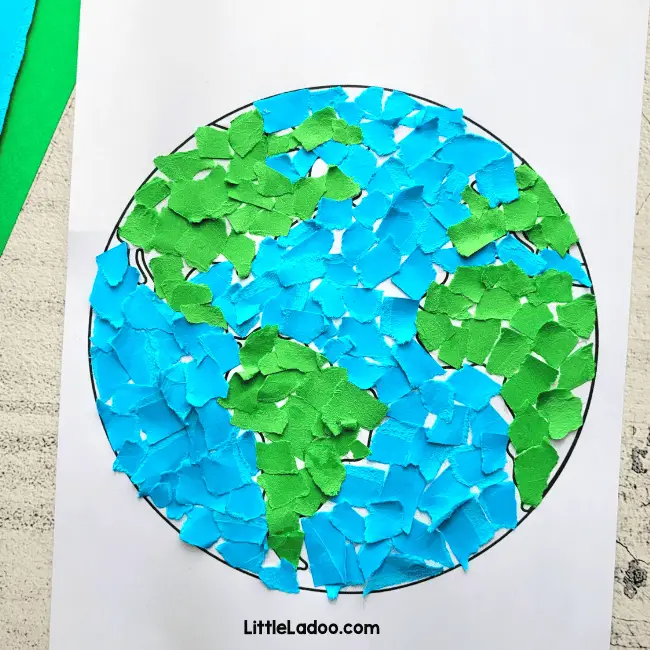 Torn paper earth craft