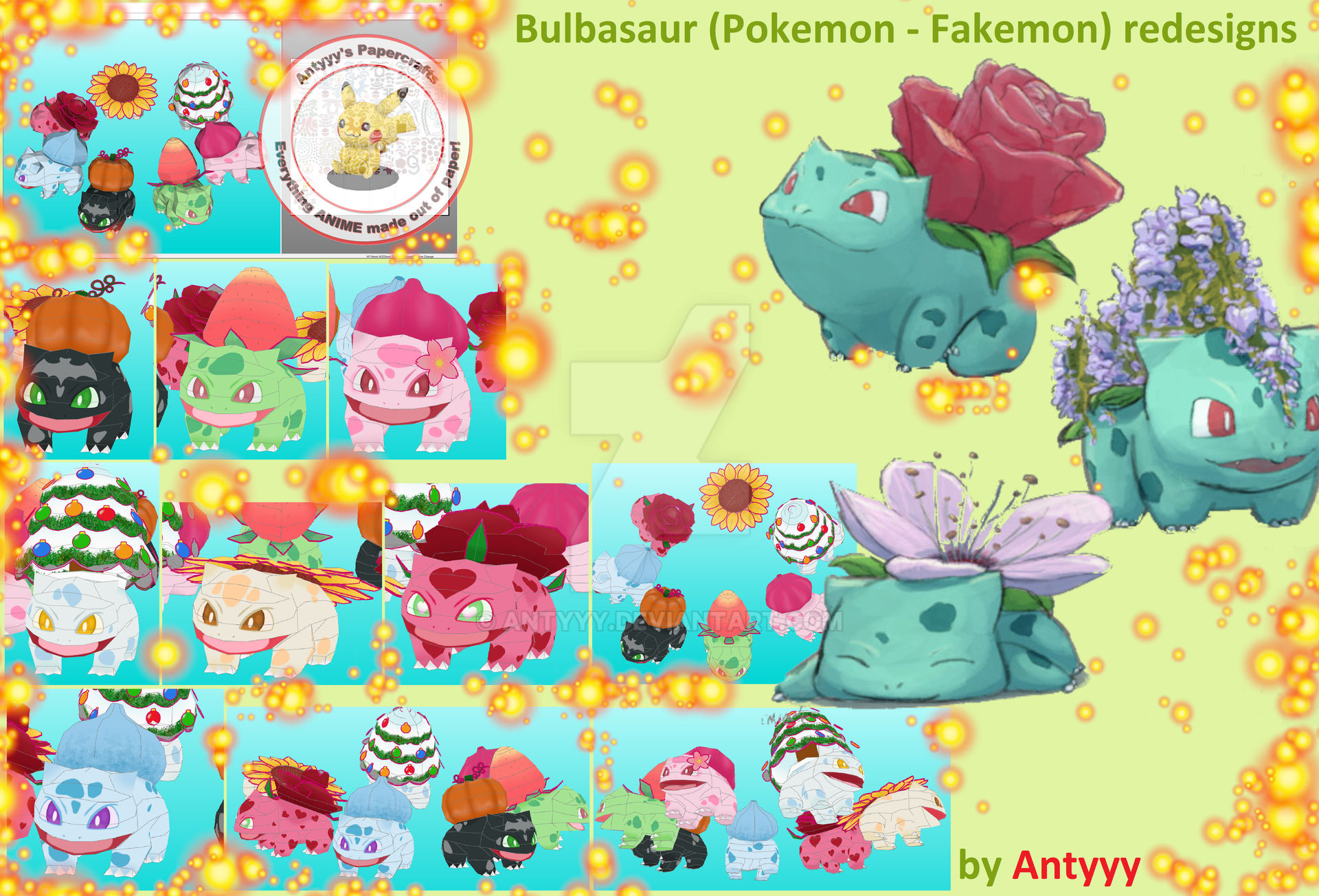Bulbasaur pokemon redesign papercrafts by antyyy on