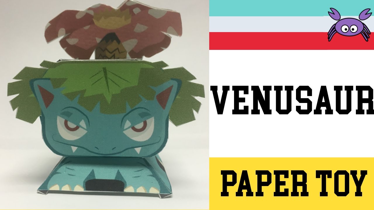 How to make a pokemon venusaur paper toy papercraft free template by becks junkie