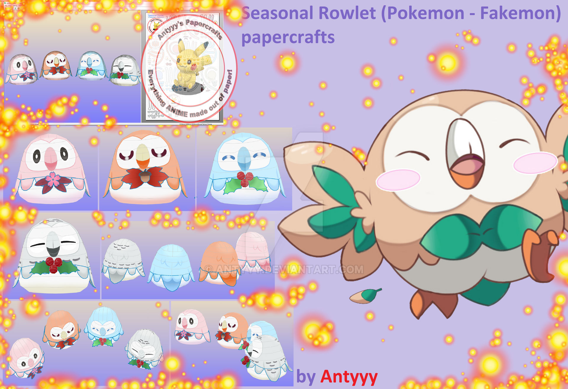 Seasonal rowlet pokemon redesign papercrafts by antyyy on