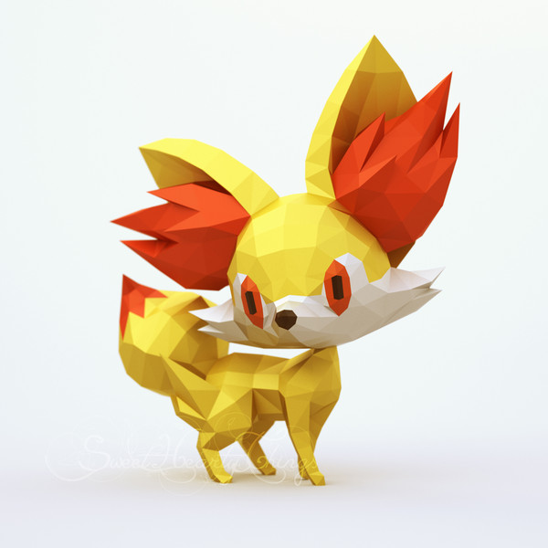 D papercraft pokemon fennekin pdf dxf templates