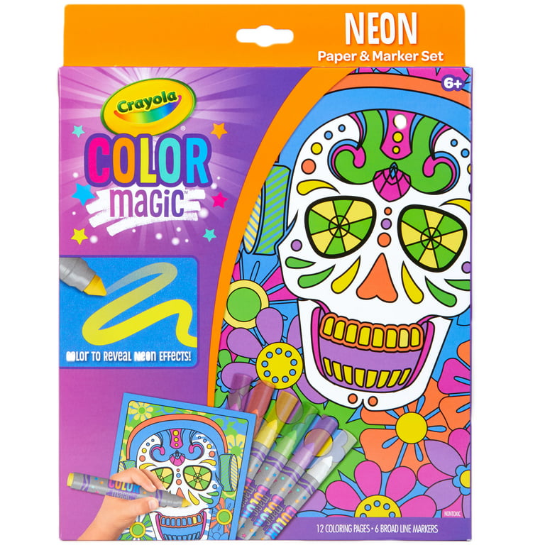 Crayola color magic neon sugar skull paper marker coloring set pages child