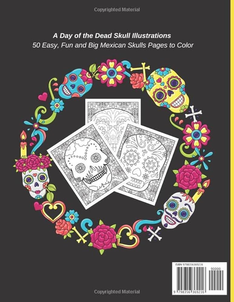 Sugar skulls coloring book for kids easy fun and big mexican skulls pages to color inspired by dãa de los muertos skull day of the dead coloring books atriano