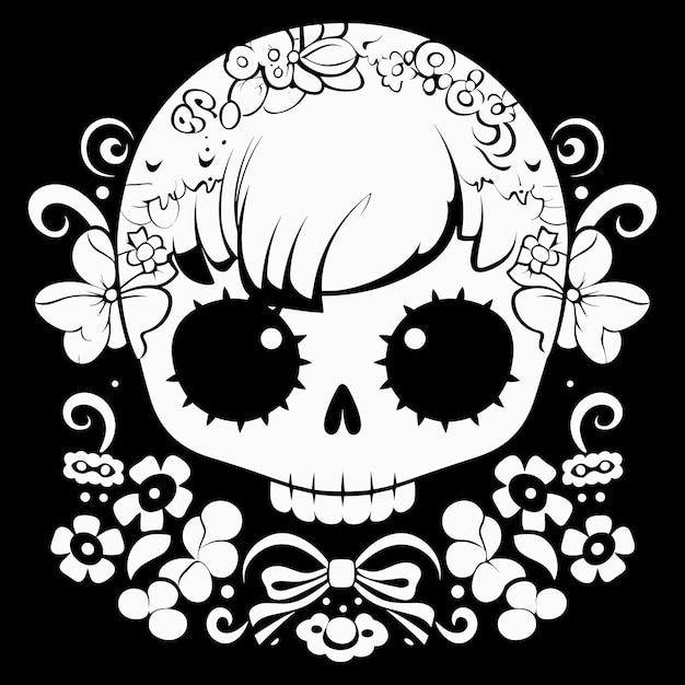 Premium vector cute kawaii tatoo skull halloween paper
