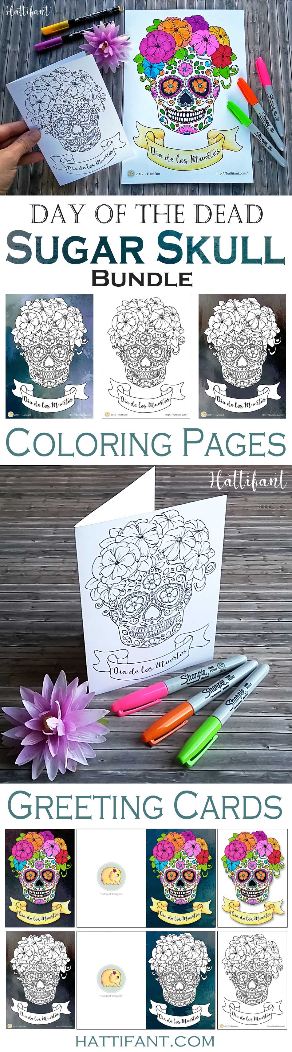 Day of the dead sugar skull coloring page