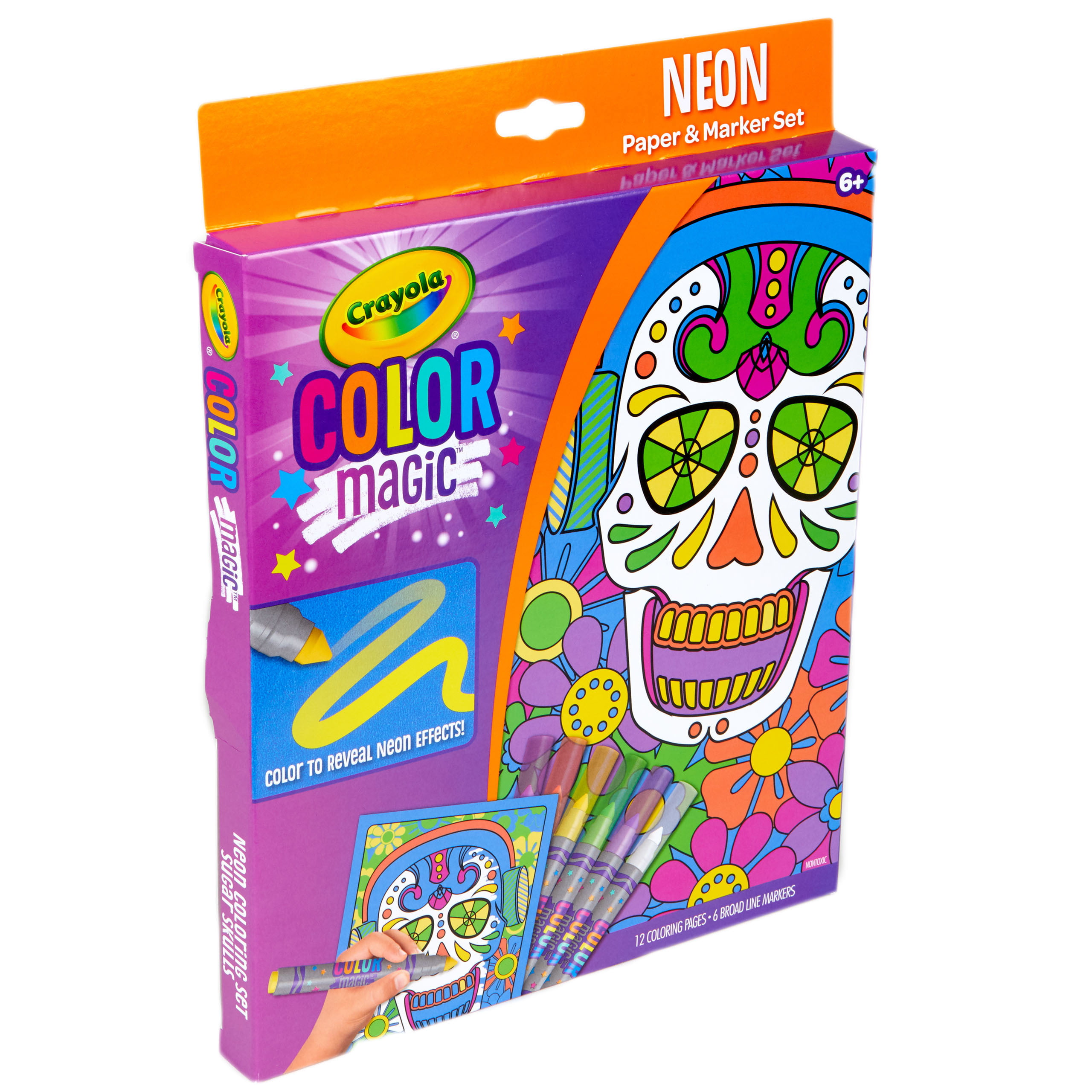 Crayola color magic neon sugar skull paper marker coloring set pages child